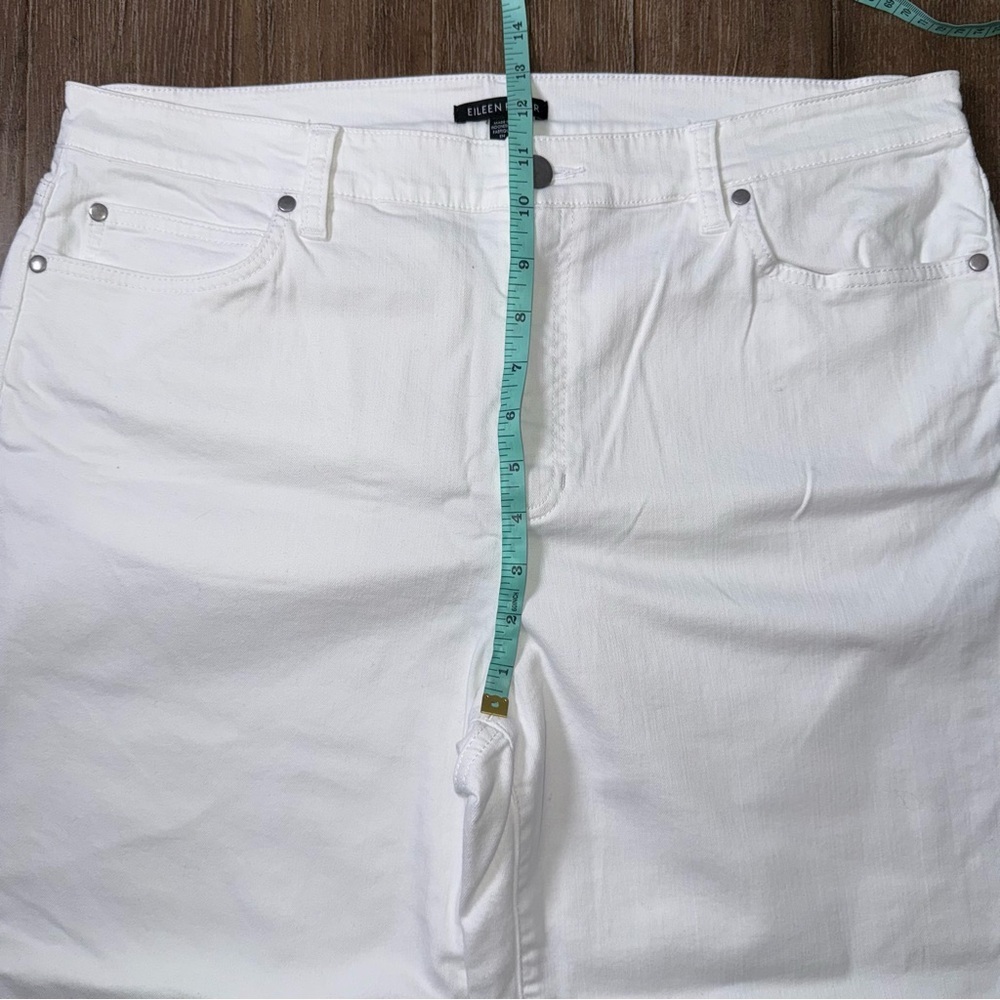 Eileen Fisher Organic Cotton Straight Leg Stretch Denim Pants White - Picture 6 of 14